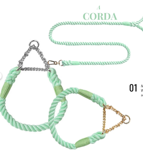 ชุดปลอกคอและสายจูงมาร์ติงเกิลสุนัขเชือกฝ้ายทนทานมีสไตล์ฟังก์ชั่นเชือกฝ้ายสีที่กําหนดเองสายจูงสุนัขแฮนด์เมด - Product Image 1