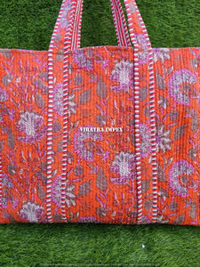 Bolso de hombro con parche de algodón estampado a mano Floral ecológico bolso sostenible Yoga compras playa artista Boho bolso de fin de semana bolso acolchado - Product Image 2