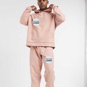 Sudadera con capucha de lana de algodón de 2 piezas para hombre, chándal de manga larga de terciopelo con capucha, conjunto de chándal deportivo informal para correr - Product Image 2