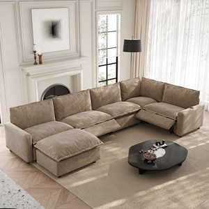 Sofá Reclinable de Tela Impermeable Color Caqui para Sala de Estar, Muebles Modulares, Juego de Sofás - Product Image 1