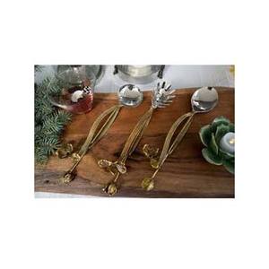 Juego de servir ensalada de acero inoxidable, espejo pulido con oro en relieve, ramita larga, diseño de extremo de brote, mango, vajilla, juego de servir ensalada - Product Image 1