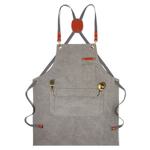 Delantal de accesorios de cuero de lona impermeable Unisex de alta calidad Impresión de logotipo personalizado Ventas al por mayor Uniformes de restaurante y bar - Product Image 1
