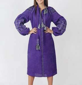 Vestido Largo Morado con Cintura Natural, Tejido Lavable, Diseño Elegante, Cómodo para la Playa, Informal para Fiestas, Ropa de Mujer con Cinturón - Product Image 4