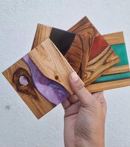 Posavasos de madera rústica de nogal, posavasos de boda grabados personalizados, alfombrillas y almohadillas de mango personalizadas - Product Image 6