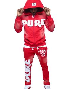 Chándales con estampado acampanado apilado desgastado con lavado ácido y bordado de logotipo personalizado de invierno para hombre 100% algodón - Product Image 5