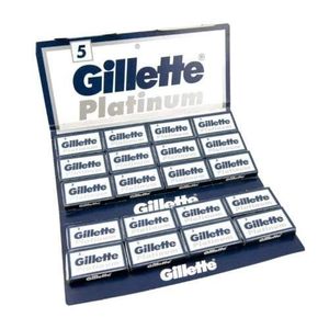 Cuchillas de afeitar de doble filo Gillette Platinum, paquete de 100, tarjeta expositora con 20 dispensadores, cuchillas de afeitar de acero inoxidable, venta al por mayor - Product Image 1