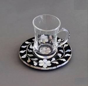 Ensemble de 4 dessous-de-verre créatifs avec incrustation de nacre, avec support, tapis et coussinets, cadeau de pendaison de crémaillère pour la salle à manger, le bar - Product Image 4