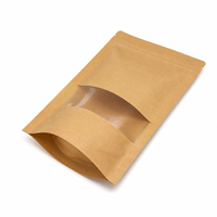 Sachet Doypack Personnalisé en Kraft Brun Gaufré avec Fenêtre, Fermeture Zip Refermable, Recyclable, pour Emballage Alimentaire, Logo Personnalisé