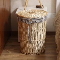 Vente en gros panier à linge en osier panier à linge boîte en rotin naturel grand organisateur de salle de bain panier écologique avec couvercle
