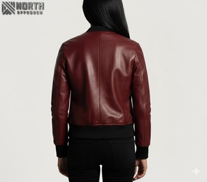 Chaqueta universitaria bordada de diseño personalizado para mujer Chaqueta de abrigo de invierno al por mayor más vendida Chaqueta de cuero personalizada para mujer - Product Image 4