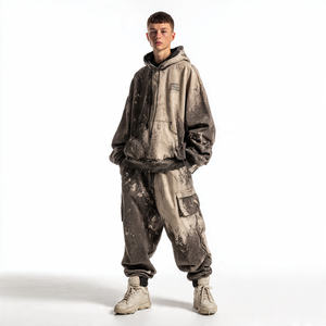 Conjunto Deportivo Holgado con Estampado Tie-Dye para Hombre y Mujer, Sudadera con Hombros Caídos y Pantalones Deportivos Tie-Dye de Gran Tamaño - Product Image 3