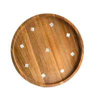 Plateau de service rond en métal pour chocolats avec poignée, design luxueux et sûr, plateau décoratif pour la table du Ramadan