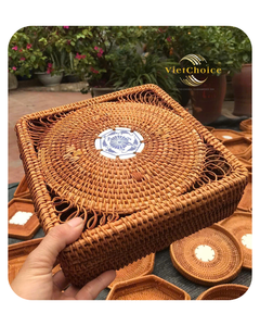 Rustic <b>Round</b> Rattan Gift <b>Box</b> Custom Size Rattan Storage <b>Box</b> Multipurpose Rattan Jewelry <b>Box</b> in Vietnam - Product Image 1