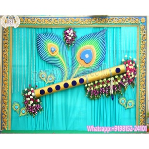 ฉากหลังงานแต่งงานแบบปักลายนกยูงสำหรับงานแต่งงานแบบมุสลิม ฉากหลังลายนกยูงสำหรับงานแต่งงานแบบปากีสถาน ฉากหลังปักลายสำหรับงานแต่งงาน - Product Image 1