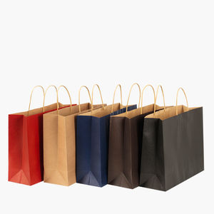 RTS Sacs en papier kraft classiques écologiques Poignées durables réutilisables Fourre-tout brun blanc Cadeaux pour les courses de supermarché Boissons - Product Image 2
