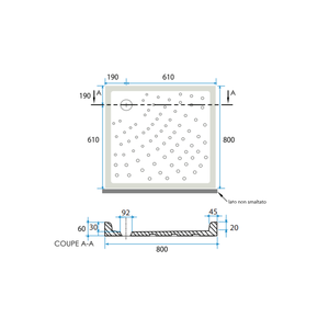 ถาดรองอาบน้ำเซรามิคทรงสี่เหลี่ยม Matera H 6 ซม. 80x80 ซม. - Product Image 4