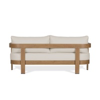Canapé moderne avec structure en bois massif et coussins en tissu, design luxueux, écologique et durable, idéal pour les salons d'appartement