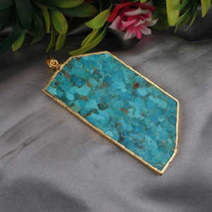 Accessoire unique et magnifique pendentif en cristal lâche turquoise naturelle - Product Image 4