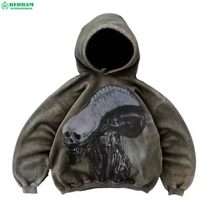 Sudadera con Capucha Unisex de Fabricación Personalizada, Corte Regular, Estilo Urbano, Lavado Ácido, Hombros Caídos, Sudadera Gruesa, 100% Algodón - Product Image 3