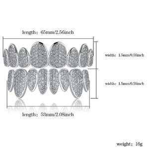 Custom Made 8 Top 8 Bottom Moissanite Fine Grillz Ensemble Complet Entièrement Glacé Bijoux en Argent Sterling 925 Plaqué Or Blanc - Product Image 5