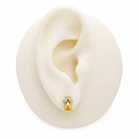 JJBRAVO Pendientes de Oro Sólido de 14k con Zirconia en Forma de Lágrima para Mujer, Diseño Elegante y Contemporáneo, Certificados por Terceros