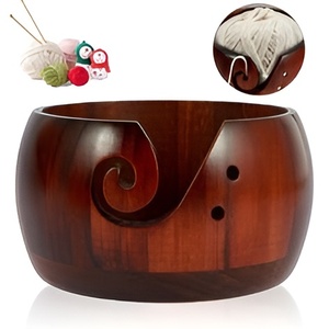 Hot Selling High Quality Mango Wood for <b>Knitting</b> and Crocheting Wooden Yarn <b>Bowl</b> Handmade - Product Image 5