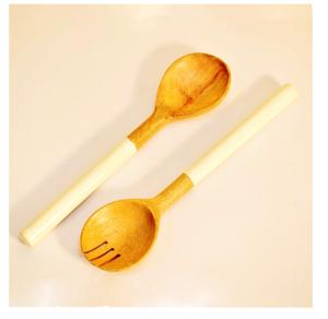 Juego de 8 espátulas antiadherentes de madera de mango, cucharones, cuchara de madera, resistente al calor, juego de herramientas de cocina de madera de mango de Acacia Natural - Product Image 6