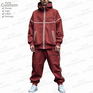 Wholesale Mens Reflective Nylon Tracksuit Custom <b>Embroidery</b> Logo Windbreaker Jogging <b>Set</b> - Product Image 3