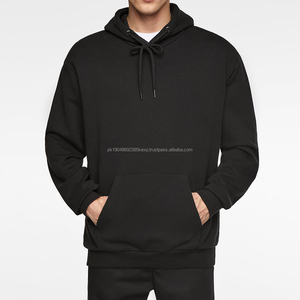 Sudadera con Capucha Personalizada de Alta Calidad al por Mayor, 60% Algodón, 40% Poliéster, Dobladillo y Puños Acanalados, Sudadera Lisa para Hombre, Sudadera Negra - Product Image 1