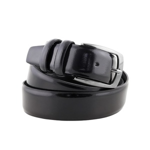 Handmade ý thanh lịch mà không có đường may của nam giới sáng bóng màu đen da vành đai 3.5 cm chiều rộng tùy chỉnh chiều dài hợp kim khóa 6 miếng xuất khẩu - Product Image 1