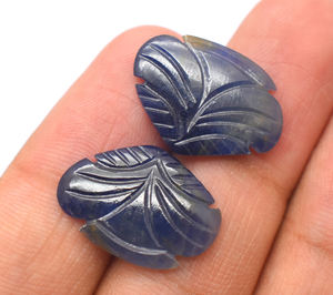 พลอยแซฟไฟร์สีน้ำเงินธรรมชาติรูปผีเสื้อแกะสลักแซฟไฟร์สีน้ำเงินไม่ผ่านการอบร้อนด้วยมือแกะสลักรูปทรงแฟนซีขนาด20X15มม. 16.45ซม. - Product Image 3