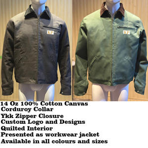 Veste pour homme 14 oz 100% coton toile vestes de travail vestes Detroit avec logo personnalisé pour mécanicien charpentier et construction - Product Image 2