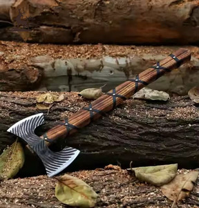 Customized Viking <b>Axe</b> Dual-Headed Industrial Grade Carbon Steel with Wooden <b>Handle</b> for Outdoor Camping & DIY Wood Cutting Sale - Product Image 1