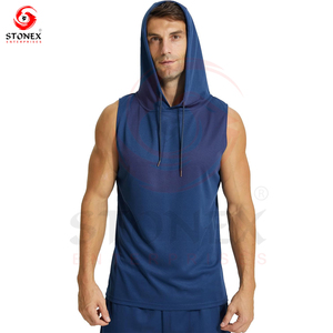 Entraînement de haute qualité pour hommes à capuche sans manches 100% coton Gym Bodybuilding Muscle Cut Off Hoodies - Product Image 5