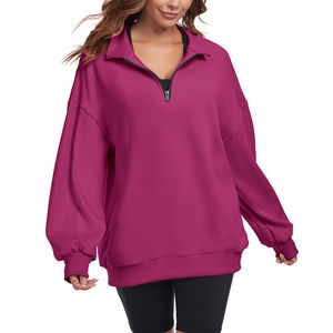 Nueva sudadera de algodón de gran tamaño con media cremallera para mujer, jersey de cuello alto para correr 2026 - Product Image 2