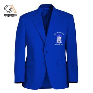 Phi Beta Sigma เสื้อสูทกระดุม2เม็ดสำหรับผู้ชายชุดสูทพี่น้องชาวกรีกแบบทางการปักโลโก้สีฟ้าและสีขาว - Product Image 1