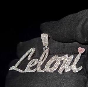 จี้เพชรโมอิสแบบออกแบบชื่อได้ตามต้องการจี้รูปหัวใจสีชมพู925เงิน VVS เครื่องประดับฮิปฮอป - Product Image 5