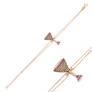 Pulsera de Plata de Ley 925 Hecha a Mano en Turquía con Diseño de Cristal de Champán y Piedras de Rubí y Citrino, Venta al por Mayor - Product Image 1