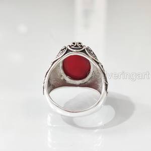 Anillo para hombre al por mayor Piedra preciosa de ónix rojo natural Anillo de piedra natal de Diciembre Todos los tamaños Joyería oriental árabe Anillo de plata esterlina 925 - Product Image 6