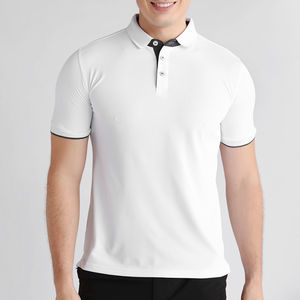 Alta calidad 100% poliéster hombres Golf para camisetas de Polo transpirable Casual Sport Wear Eco-Friendly Front Color sólido al por mayor - Product Image 3