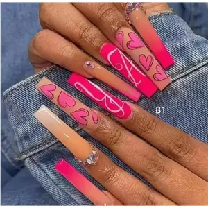 Faux ongles à presser longue durée avec colle, plusieurs modèles disponibles - Product Image 1