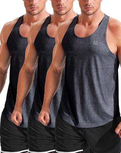 Men's Summer O-Neck Gym <b>Stringer</b> Tank Top Quick-Dry Fitness <b>Vest</b> Casual Solid Logo Mesh Workout Back Size Plus Sleeveless - Product Image 1