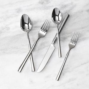 ชุดช้อนส้อมสแตนเลสขัดเงาแบบกระจก พร้อมด้ามจับทรงกลม สำหรับตกแต่งโต๊ะอาหารที่บ้านและงานแต่งงาน - Product Image 1