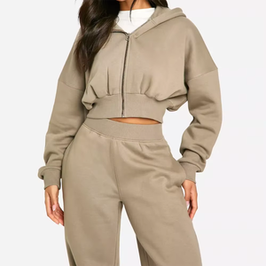 Sudadera con capucha Manufactures Women's Zip up Cropped Top Workout Outdoor Running Sudadera con capucha - Product Image 1