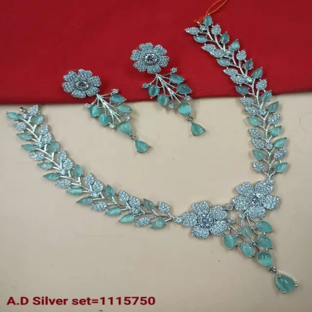 Mỹ kim cương Bán Buôn Đồ trang sức vàng & Bạc mạ Bridal Necklace Set đồ trang sức