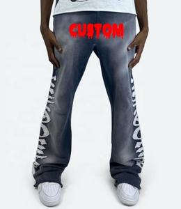 Custom <b>Slim</b> <b>Fit</b> <b>Men's</b> <b>Jogger</b> Set 100% Cotton French Terry Oversized Pants Casual Flat Mid Vintage Print Distressed Acid Wash - Product Image 3