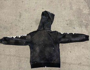 Sudadera con capucha y cremallera recortada desgastada de peso pesado de 600gsm del fabricante personalizado para hombre sudadera con parche bordado lavado ácido - Product Image 6