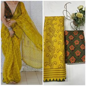 Heavy Super Kota Impresión digital con lentejuelas Borde de encaje saris - Product Image 2