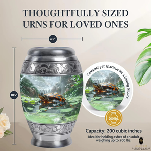 Elegante urna de cremación de aluminio recubierta de Meena, tamaño grande y de recuerdo, urnas de cremación de tortuga - Product Image 2