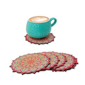 แผ่นรองแก้วไม้คุณภาพสูง สไตล์โบฮีเมียน เป็นมิตรกับสิ่งแวดล้อม ผลิตด้วยมือ พิมพ์ลาย คุณภาพส่งออก สำหรับร้านกาแฟ ร้านอาหาร ราคาถูก - Product Image 1